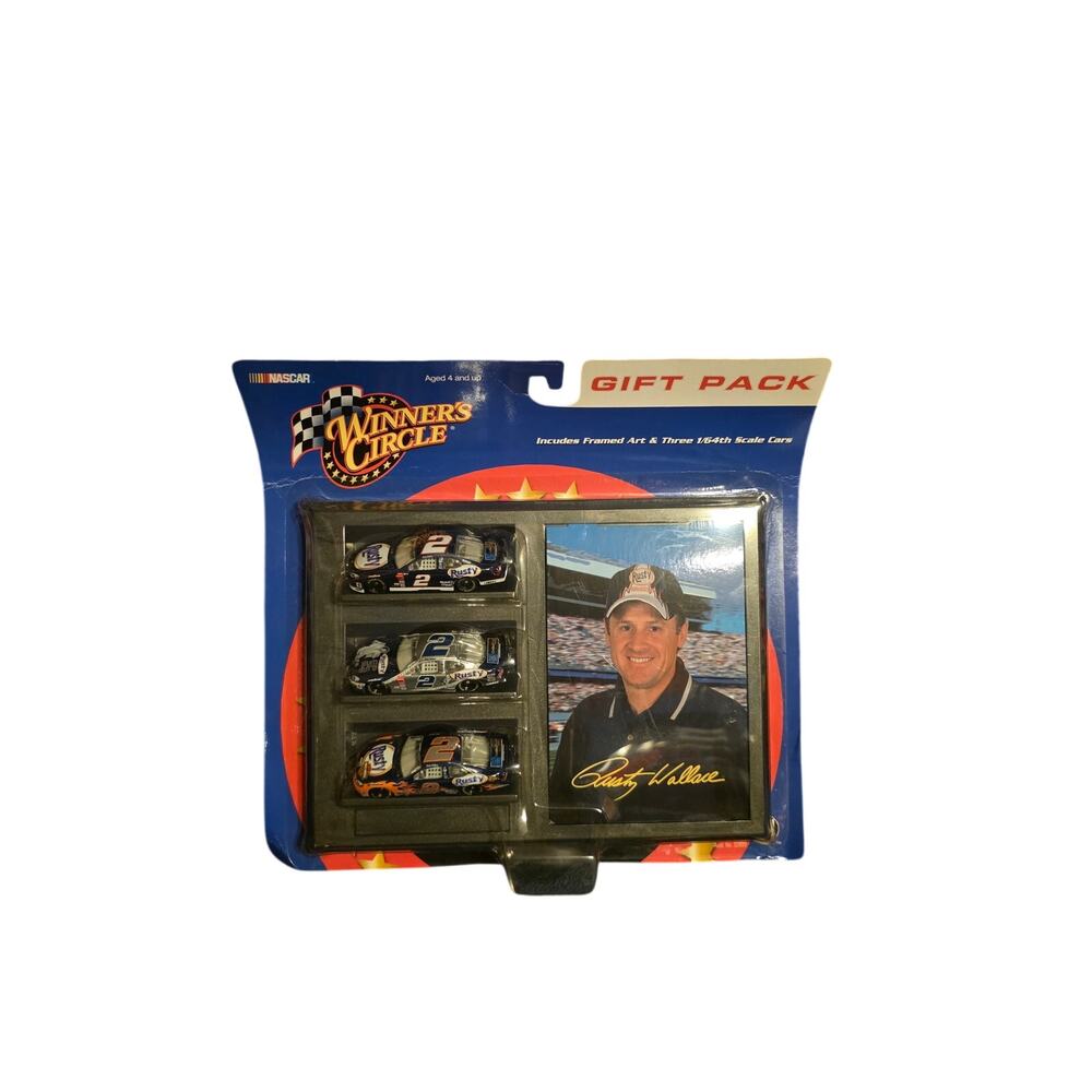Rusty Wallace #2 Winner's Circle Gift Pack 3 Car Set Framed Art 1:64 2002 Nascar